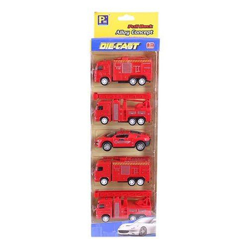 Picture of Die Cast Metal Fire Truck Vehicles Sets of 5, Fire Engine Models Car Toys, Mini Rescue Emergency Playset for Kids Boys Girls