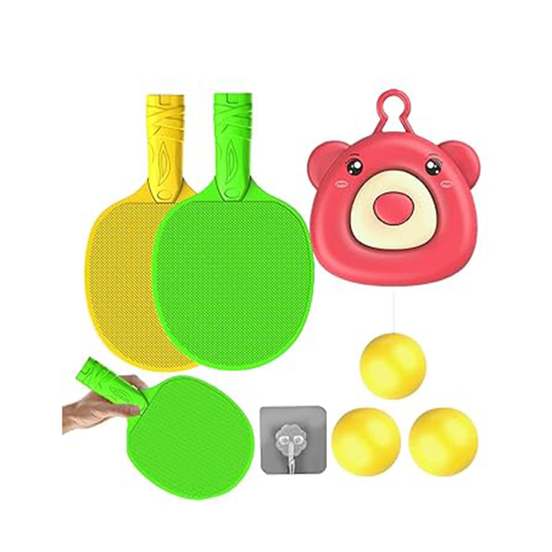 Picture of Adjustable Hanging Table Tennis Trainer Set for Kids & Adults | Bear-Shaped Indoor Ping Pong Self-Training Device with Racket & Balls | Interactive Table Tennis Exerciser Toy