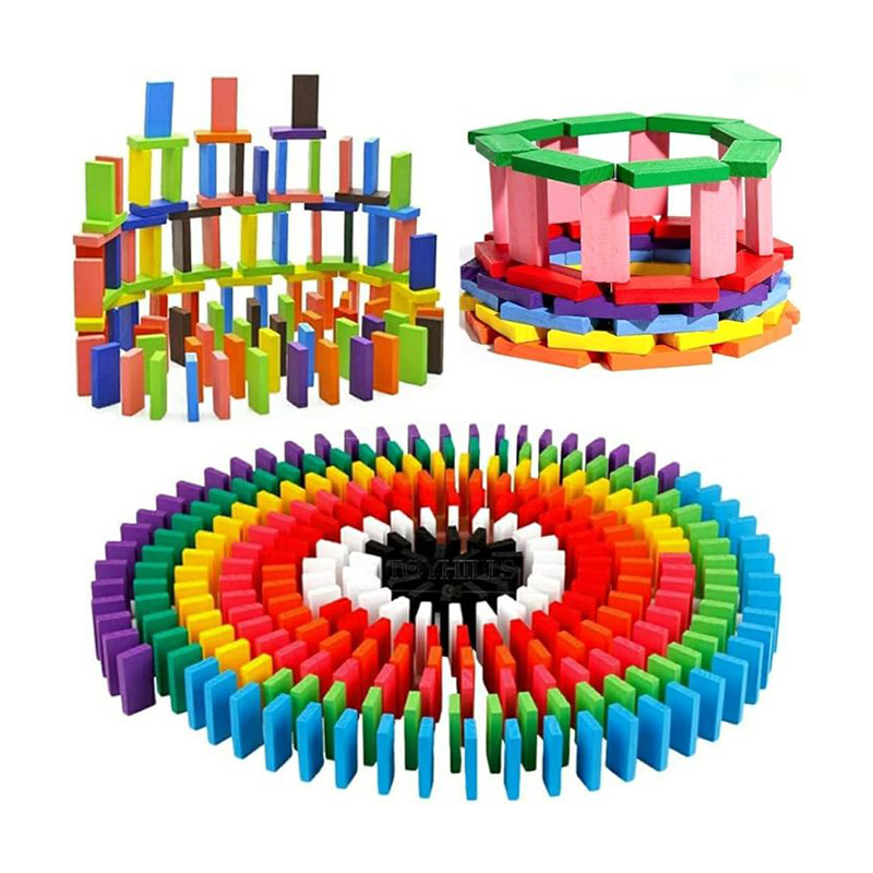 Picture of 100 Pcs Wooden Domino Blocks Set – Fun Racing, Stacking & Building Game for Kids
