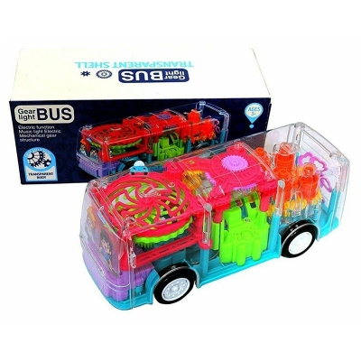 Picture of Transparent Gear Bus Toy for Kids – 3D Mechanical Gears, Colorful Lights & Music (Battery Operated)