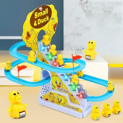 Picture of Electric Duck Climbing Stairs Toy with LED Lights & Music – Fun Roller Coaster Set for Kids