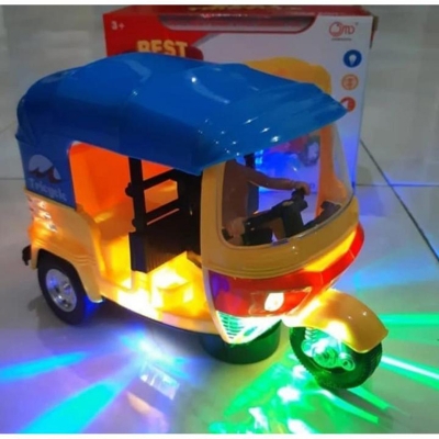 Picture of Battery Operated Auto Rickshaw Toy with Music and LED Lights – 3-Wheel Tricycle for Toddlers & Kids