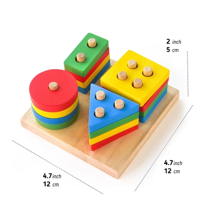 Picture of Educational Wooden Puzzle Board Building Block Sets Stacking Toys for Toddlers
