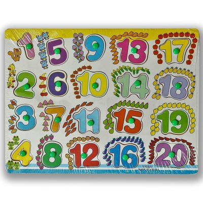 Picture of Wooden Number Puzzle Toy – Montessori Learning Board for Toddlers (1 to 20)