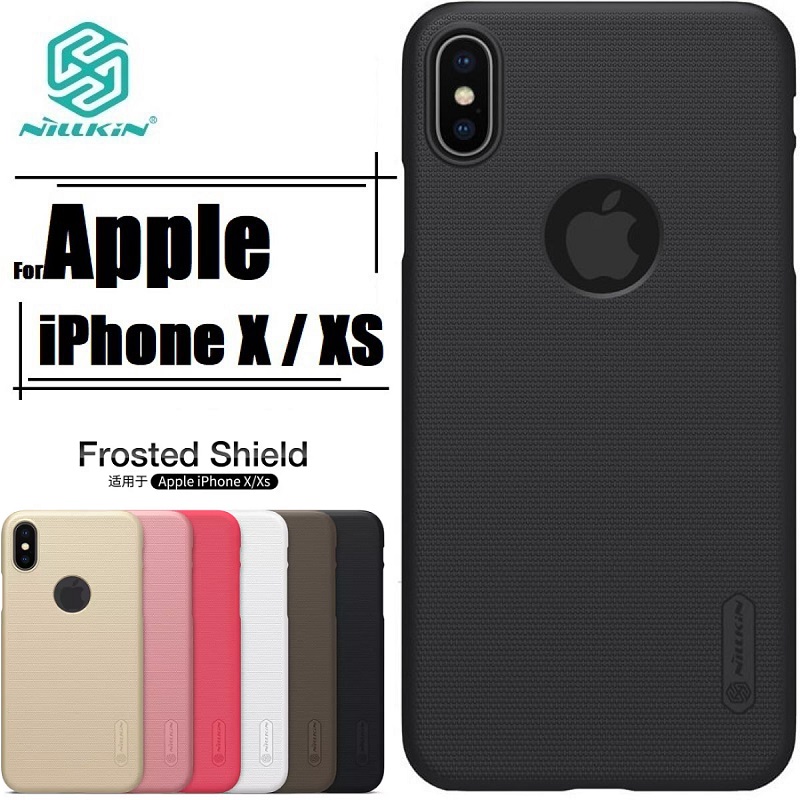 Picture of Nillkin Super Frosted Shield Hard Back Cover Case for iPhone X, XS, Black, Premium Protection