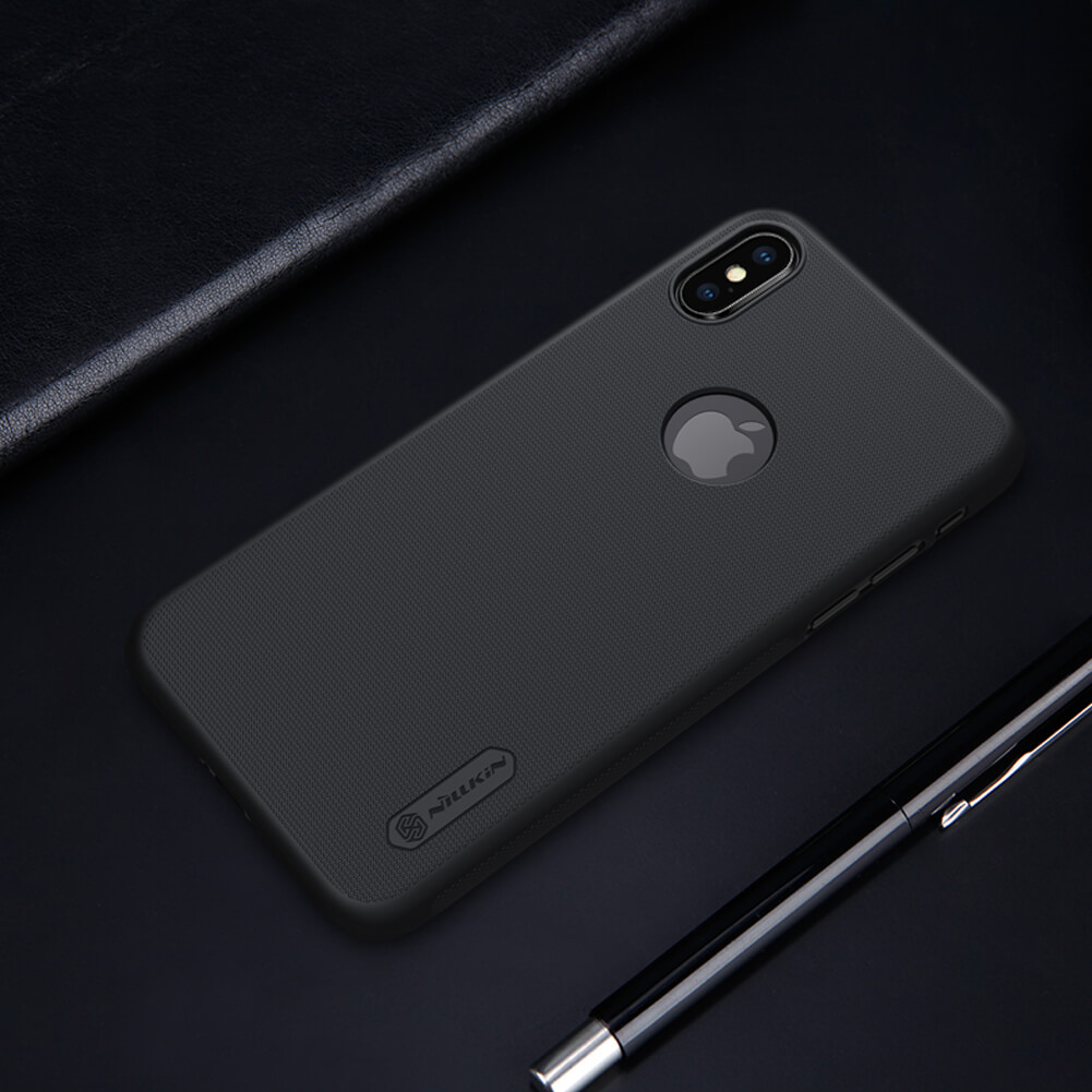 Picture of Nillkin Super Frosted Shield Hard Back Cover Case for iPhone X, XS, Black, Premium Protection