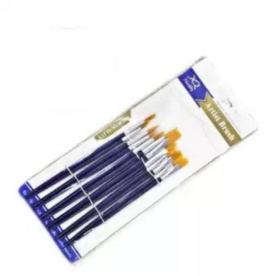 Picture of Paint Brush Wooden Round-6 & Flat-6, Novelty Artist Brush Set of 12 Pieces Blue