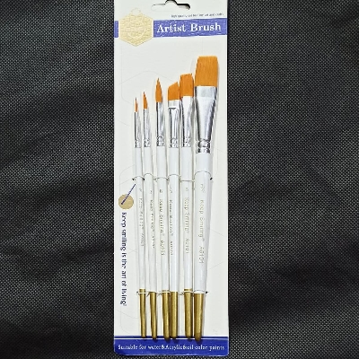 Picture of Novelty Keep Smiling Paint Brush Set, 6 Piece Nylon Hair Artist Brushes