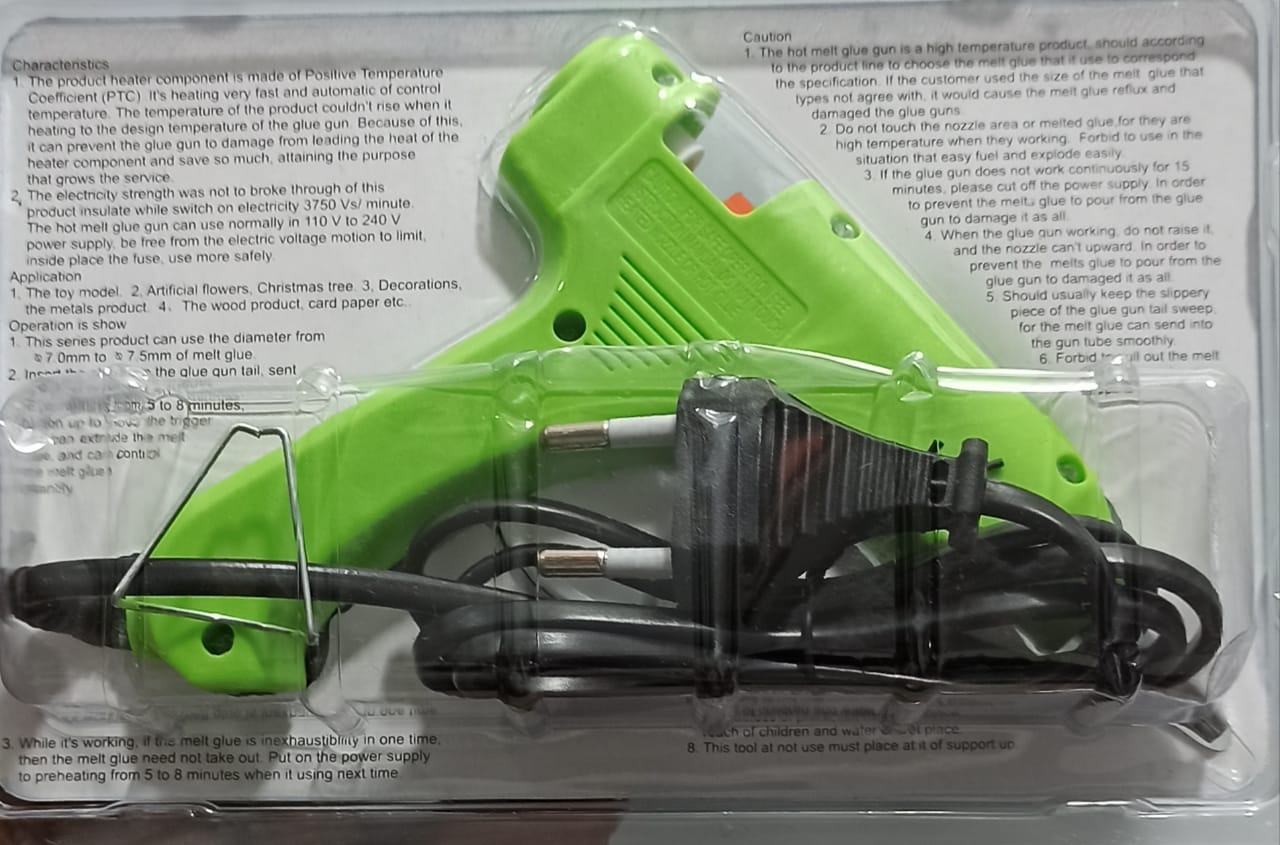 Picture of Mini Hot Melt Glue Gun - 20 Watt with 5 pcs Glue Stick Free - Blue, Red, Pink, Orange, Yellow, Parrot