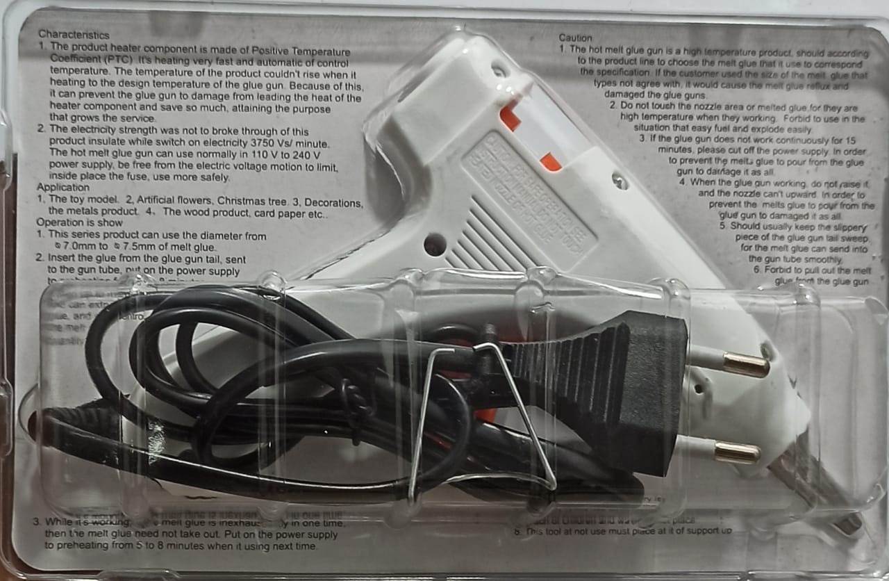 Picture of Mini Hot Melt Glue Gun - 20 Watt with 5 pcs Glue Stick Free - Blue, Red, Pink, Orange, Yellow, Parrot