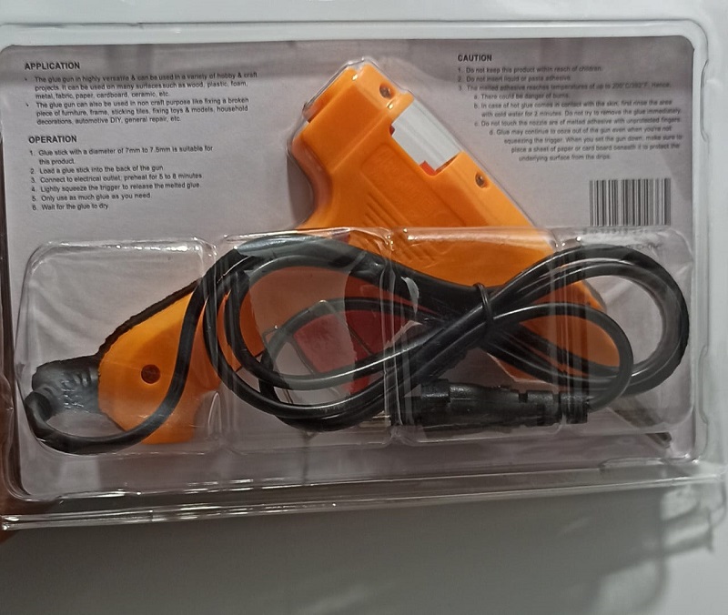 Picture of Mini Hot Melt Glue Gun - 20 Watt with 5 pcs Glue Stick Free - Blue, Red, Pink, Orange, Yellow, Parrot