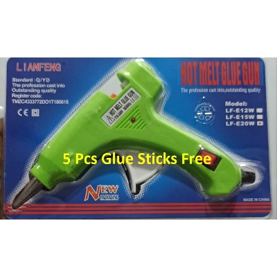 Picture of Mini Hot Melt Glue Gun - 20 Watt with 5 pcs Glue Stick Free - Blue, Red, Pink, Orange, Yellow, Parrot