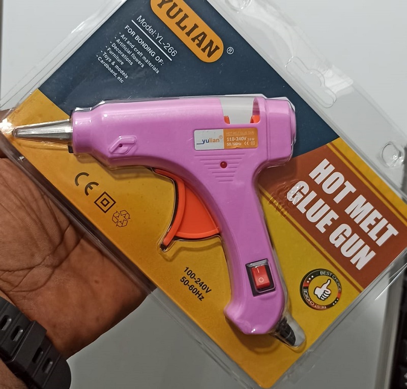 Picture of Mini Hot Melt Glue Gun - 20 Watt with 5 pcs Glue Stick Free - Blue, Red, Pink, Orange, Yellow, Parrot