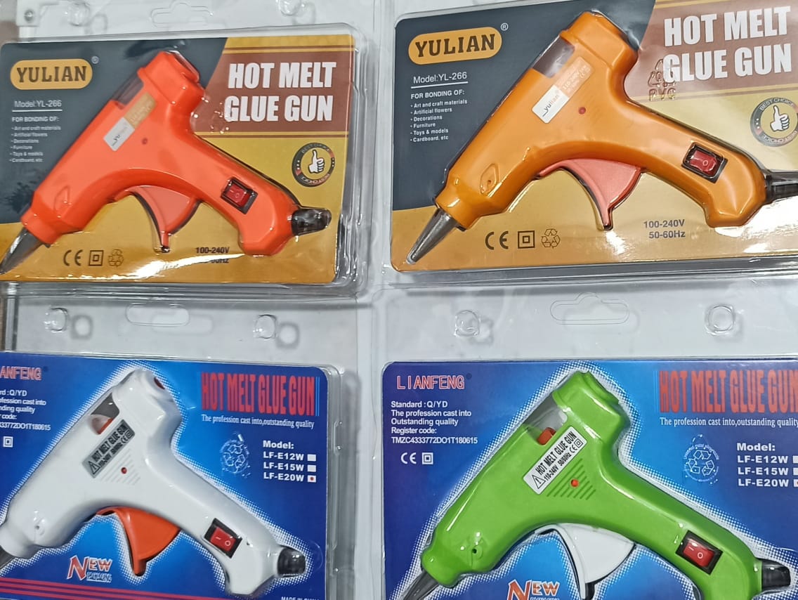 Picture of Mini Hot Melt Glue Gun - 20 Watt with 5 pcs Glue Stick Free - Blue, Red, Pink, Orange, Yellow, Parrot