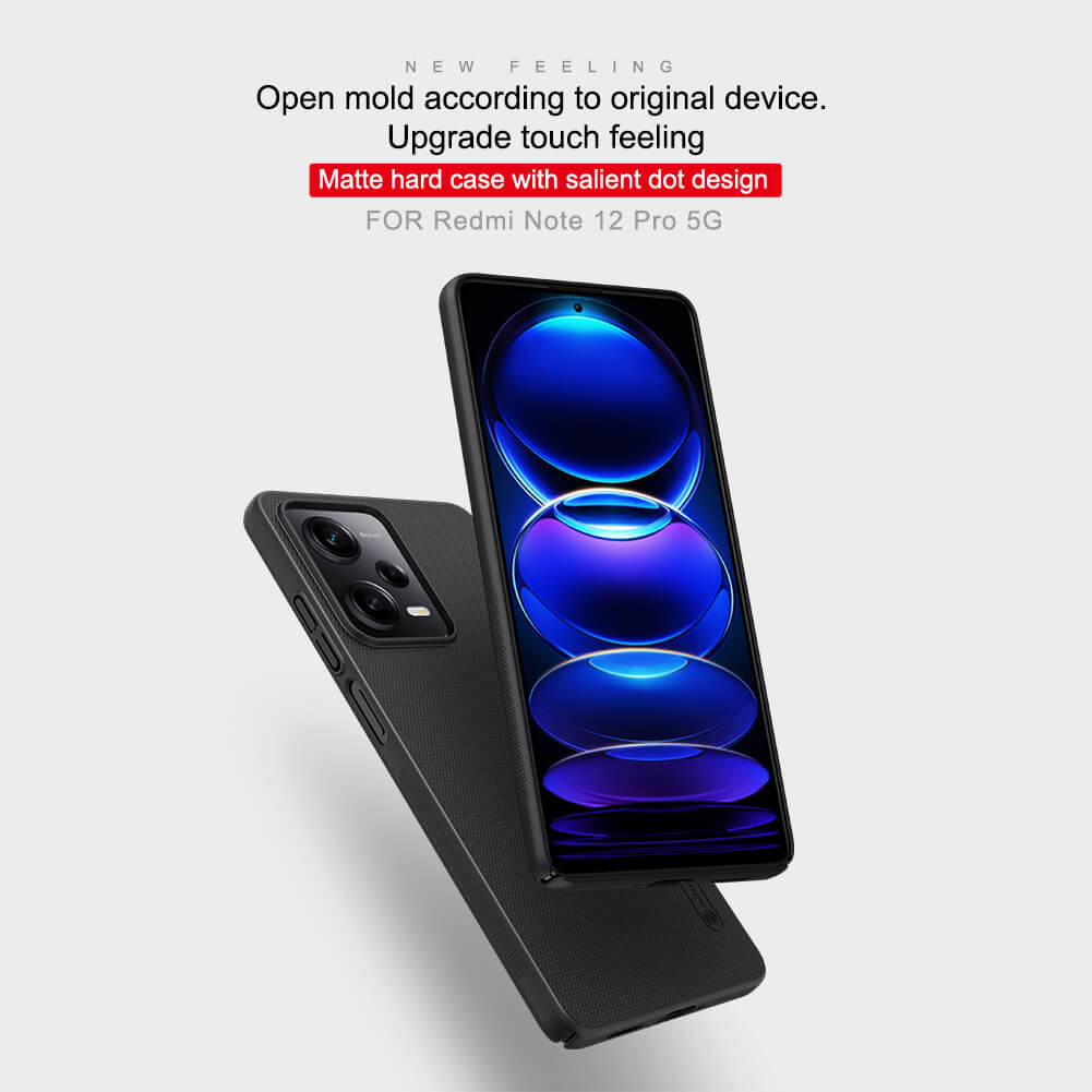 Picture of Nillkin ( Redmi Note 12 Pro 5G / Xiaomi POCO X5 Pro ) For Xiaomi Redmi Note 12 Pro 5G / Xiaomi POCO X5 Pro Phone Case Nillkin Super Frosted Shield Hard PC Back Cover Salient Dot Design Case - Black
