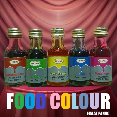 Picture of 5 Pcs Lihama Organic Combo Food Color Set Red + Green + Yellow + Blue + Pink - 28 ml ( 5 Pieces )