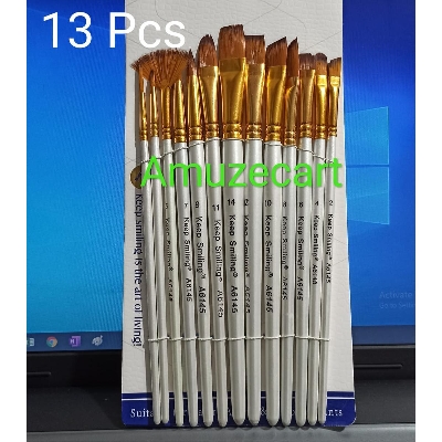 Picture of Keep Smiling Artist Brush, Art Brush, Tuli Sets Black Set Of 13 Pieces Nylon Hair Artist Paint Brush Suitable For Watercolor, Acrylics and Oil Painting