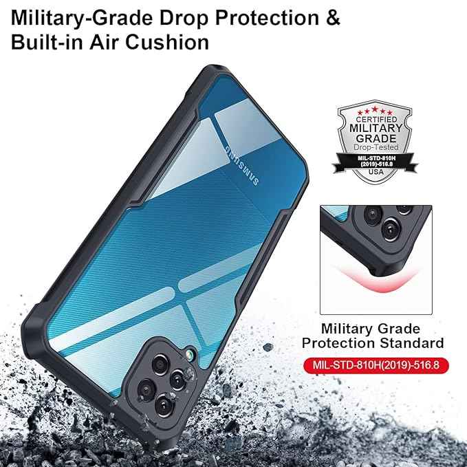 Picture of Xundd ( Samsung Galaxy A12 / M12 ) Shockproof Bumper Case Phone Cover For Galaxy A12 / M12 - Smart Phone Back Cover - Black