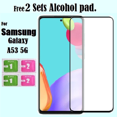 Picture of Samsung Galaxy A53 5G - Premium Quality { Full Glue } Full Cover Glass HD Clear Tempered Glass Screen Protector- Black & Transparent