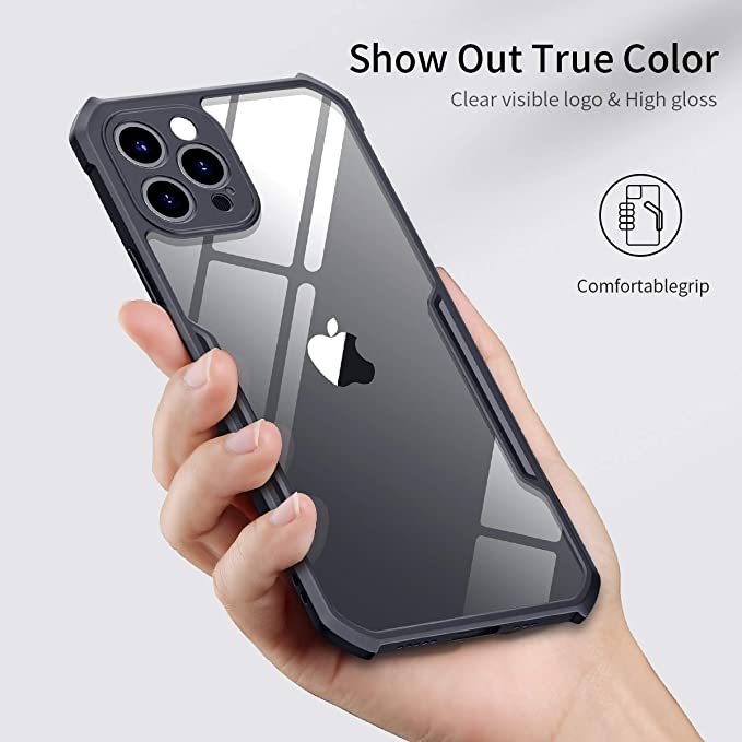 Picture of Xundd Protective Cover For iPhone 12 / 12 Pro Cases Shockproof Airbag Bumper Soft Back Transparent Shell Covers - Black & Transperent