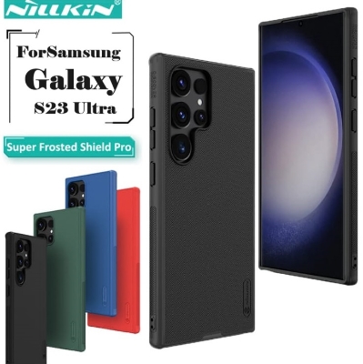Picture of Nillkin ( Galaxy S23 Ultra } Hard PC + TPU Case for Samsung Galaxy S23 Ultra Phone Cases Luxury Frosted PC + TPU Hard Protection Back Cover - Black