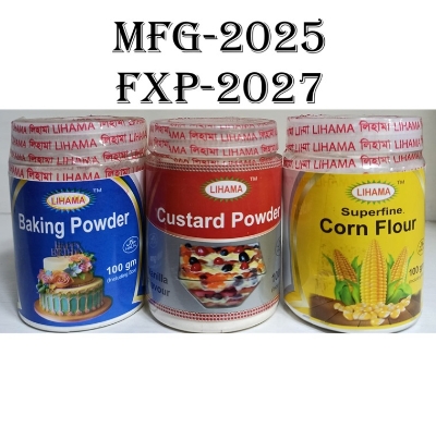 Picture of 3 Pcs Lihama Brand Combo Items Corn Flower + Baking Powder + Custard Powder - 300gm [100gm Per Container x3=300gm]