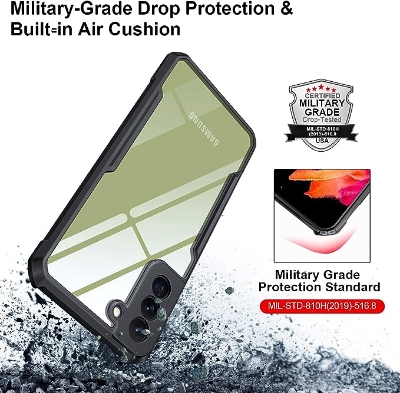 Picture of Xundd [ Galaxy S21 FE 5G ] Shockproof Soft TPU Bumper Case For Samsung Galaxy S21 FE 5G Back Cover Case (Armor | Clear PC and TPU)  - Black