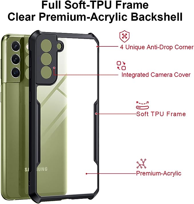 Picture of Xundd [ Galaxy S21 FE 5G ] Shockproof Soft TPU Bumper Case For Samsung Galaxy S21 FE 5G Back Cover Case (Armor | Clear PC and TPU)  - Black