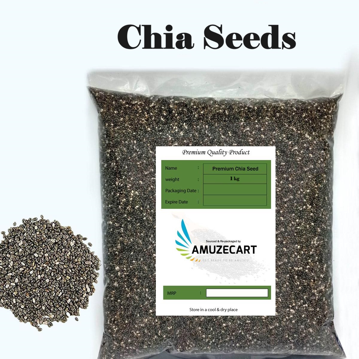 Picture of [ 1 Kg ] Dust Free Chia Seeds / Chia Seed Re-Packing by Amuzecart Bangladesh - 1kg