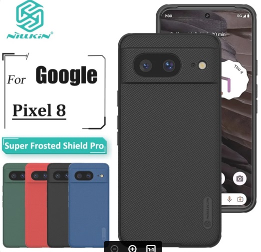 Picture of Nillkin ( Pixel 8 ) Hard PC + TPU Case for Google Pixel 8 Phone Cases Luxury Frosted PC + TPU Hard Protection Back Cover With Phone Stand - Black
