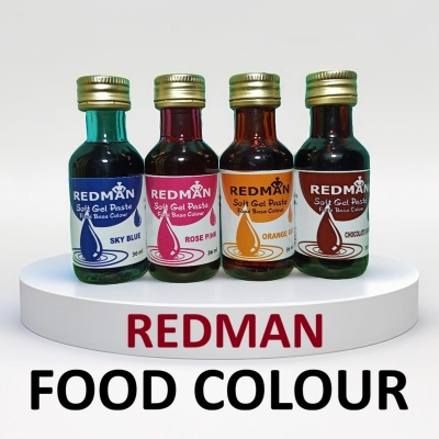Picture of REDMAN ( 4 Pcs ) Soft Gel Paste Food Colour Combo BLUE, PINK, ORANGE, CHOCOLATE - 4 Pcs x 36ml Redman Food Colour