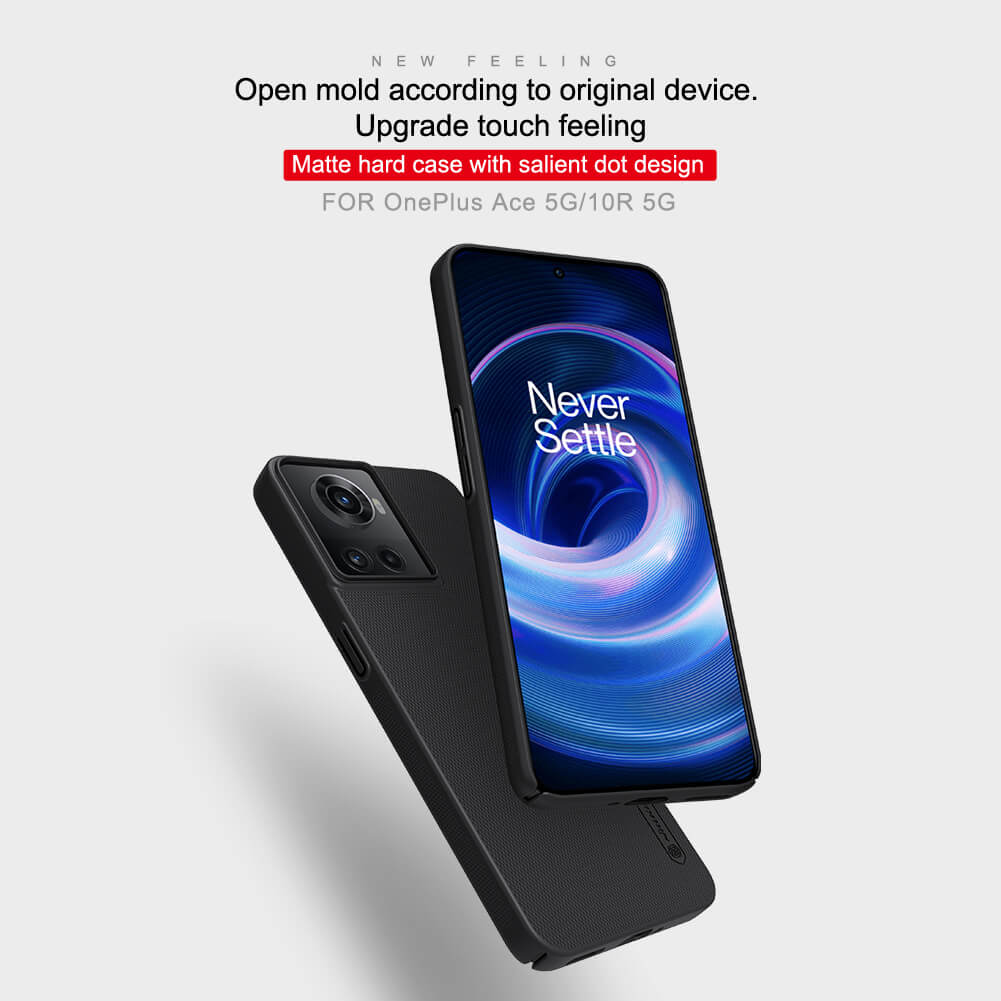 Picture of Nillkin Super Frosted Shield Matte cover case for Oneplus Ace 5G, Oneplus 10R 5G Smart Phone Back Cover Case - Black