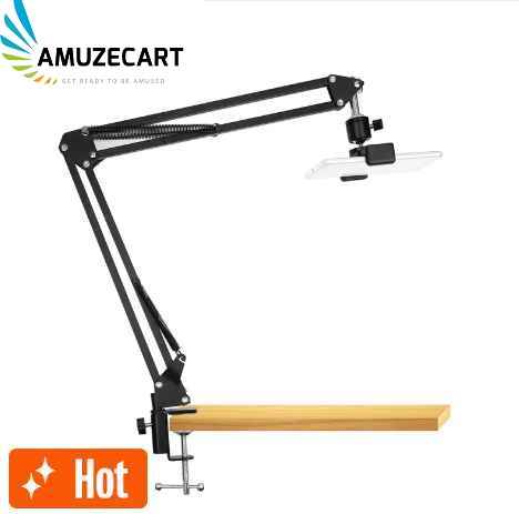 Picture of Overhead Video Stand  ( মোবাইল মাউন্ট - With Mobile Mount ) Phone Holder Articulating Arm Phone Mount Table Top ChromLives Scissor Boom Arm Articulating Phone Stand Tablet Phone Holder for Streaming Phone Baking Crafting