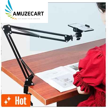 Picture of Overhead Video Stand  ( মোবাইল মাউন্ট - With Mobile Mount ) Phone Holder Articulating Arm Phone Mount Table Top ChromLives Scissor Boom Arm Articulating Phone Stand Tablet Phone Holder for Streaming Phone Baking Crafting