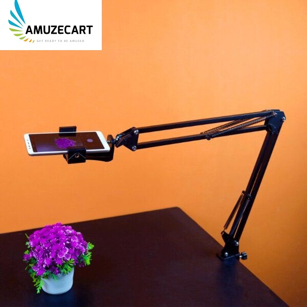 Picture of Overhead Video Stand  ( মোবাইল মাউন্ট - With Mobile Mount ) Phone Holder Articulating Arm Phone Mount Table Top ChromLives Scissor Boom Arm Articulating Phone Stand Tablet Phone Holder for Streaming Phone Baking Crafting