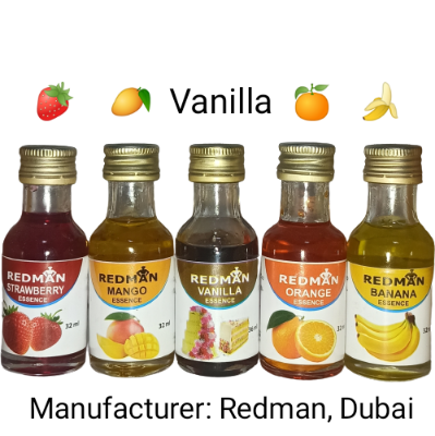 Picture of Redman ( Dubai ) Organic Food Flavor Essence Combo Sets - Strawberry + Vanilla + Mango + Orange + Banana = 32 ml X 5 Pcs
