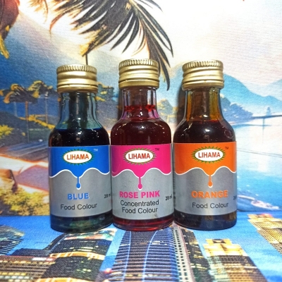 Picture of 3 Pcs Lihama  Combo Organic Food Colour Set Of  BLUE + PINK + ORANGE = 28 ml x 3 Pcs
