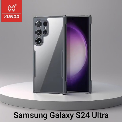 Picture of Xundd For Samsung Galaxy S24 Ultra Case, Airbag Anti-fall Acrylic & PC Back Transparent Cover Camera Protection Cover - Black