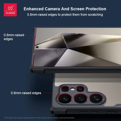 Picture of Xundd For Samsung Galaxy S24 Ultra Case, Airbag Anti-fall Acrylic & PC Back Transparent Cover Camera Protection Cover - Black