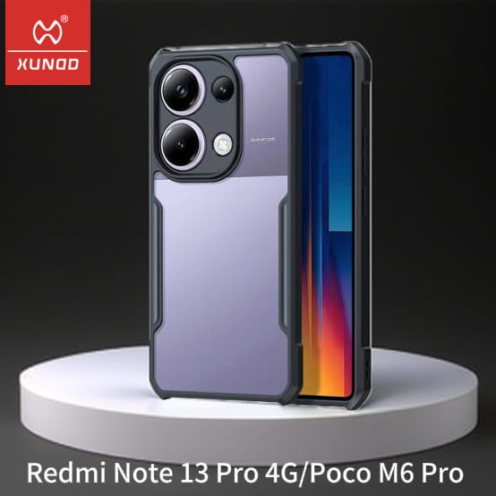 Picture of Brand Cover " Xundd " For Redmi Note 13 Pro 4G / Poco M6 Pro 4G  Case Airbag Anti-drop Camera Protection Acrylic & TPU Back Transparent Cover - Black