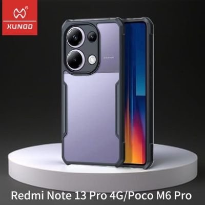 Picture of Brand Cover " Xundd " For Redmi Note 13 Pro 4G / Poco M6 Pro 4G  Case Airbag Anti-drop Camera Protection Acrylic & TPU Back Transparent Cover - Black