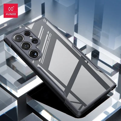 Picture of Xundd For Samsung Galaxy S24 Case Aiarbag Shockproof Shell, Camera Protection, PC+TPU Back Transparent Cover - Black