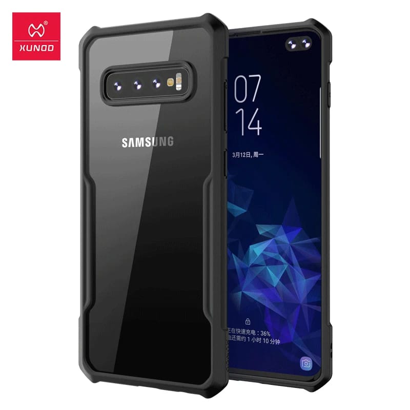 Picture of Xundd For Samsung Galaxy S10 Case Aiarbag Shockproof Shell, Camera Protection, PC+TPU Back Transparent Cover - Black