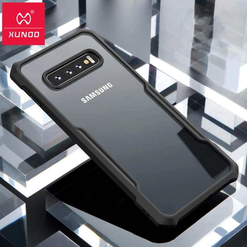 Picture of Xundd For Samsung Galaxy S10 Case Aiarbag Shockproof Shell, Camera Protection, PC+TPU Back Transparent Cover - Black