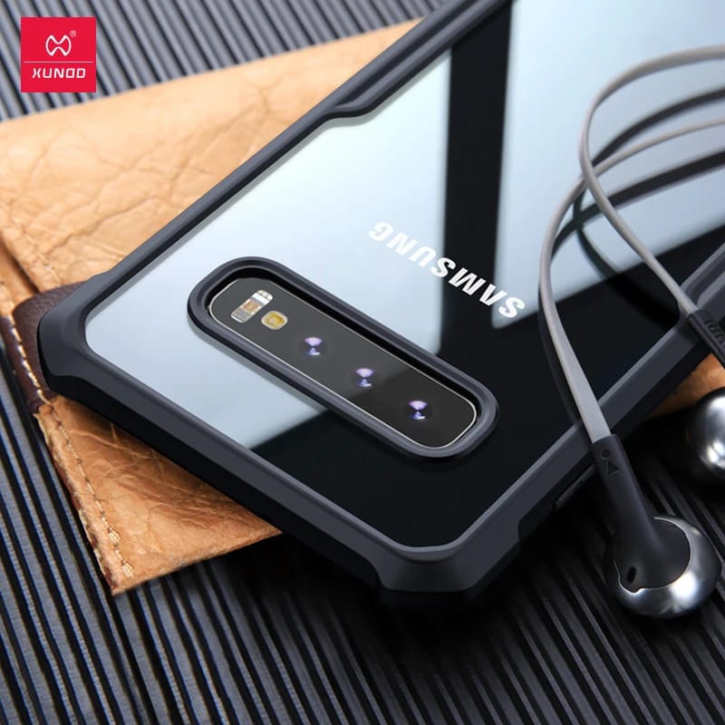 Picture of Xundd For Samsung Galaxy S10 Case Aiarbag Shockproof Shell, Camera Protection, PC+TPU Back Transparent Cover - Black