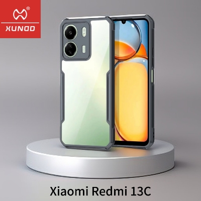 Picture of Xundd { Redmi 13C } For Xiaomi Redmi 13C Case Transparent Back Cover Luxury Shockproof Bumper Protective Shell Thin Plain Clear Phone Cases - Black