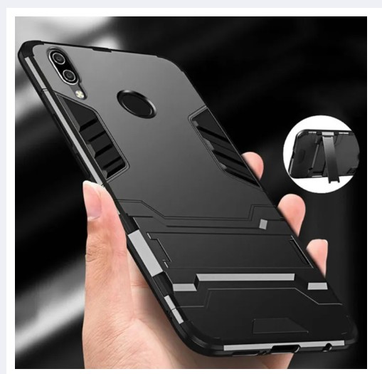 Picture of For Samsung Galaxy A51 Phone Cover Armor Premium Tactical Grip Kickstand Shockproof Dual Layer Rugged Hard & Soft Combination Back Cover-Black