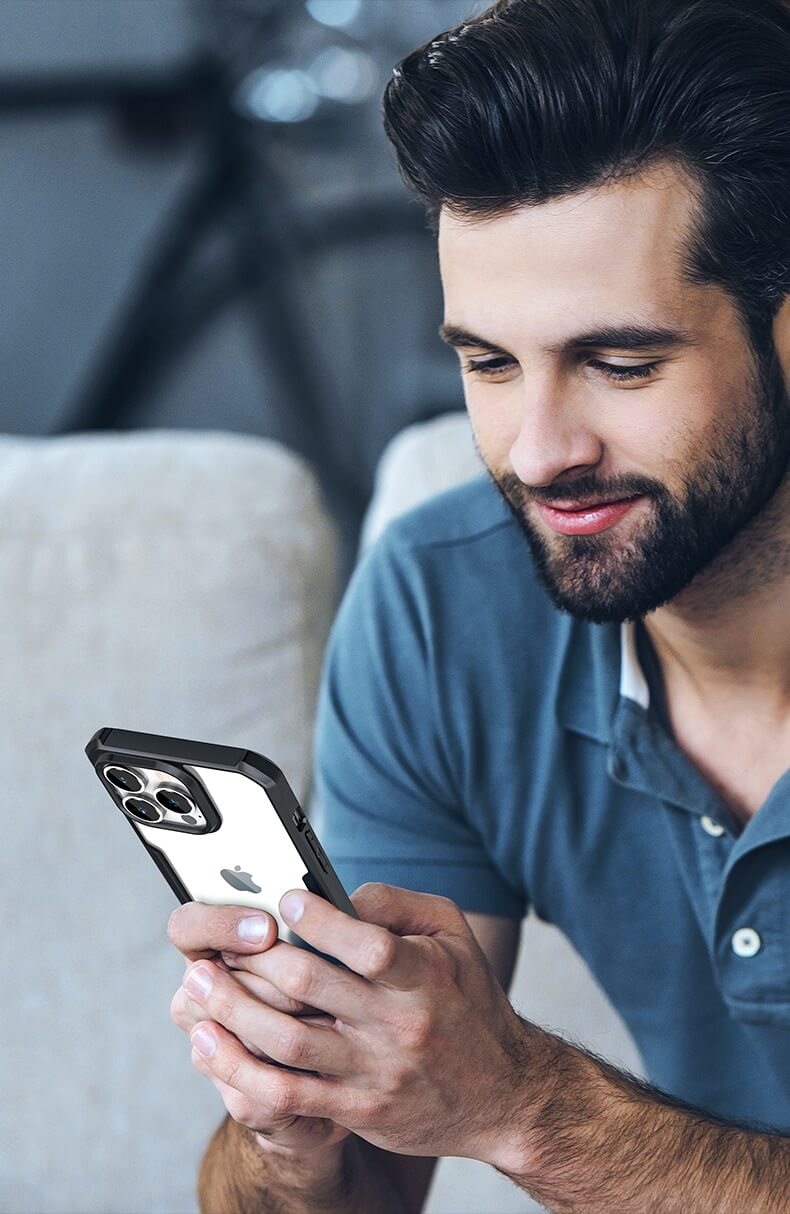 Picture of Xundd [ iPhone 13 ] Beetle Series For iPhone 13 Flat Leather Shockproof Transparent Bumper Case Back Cover - Black