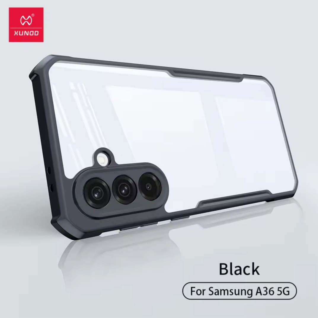 Picture of Xundd ( Galaxy A36 5G ) Samsung Galaxy A36 5G Case Airbag Shockproof Shell Acrylic+TPU Back Transparent Flexible Phone Cover - Black
