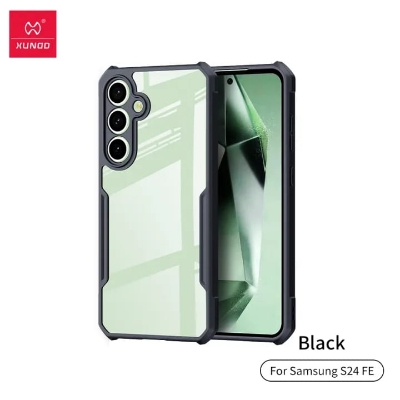 Picture of Samsung Galaxy S24 FE Xundd For Samsung Galaxy S24 FE Case Aiarbag Shockproof Shell, Camera Protection, PC+TPU Back Transparent Cover - Black